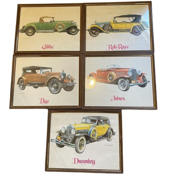 Antique Cars Art Print By Jerome D Biederman Paper Framed Cottagecore Decor Set5